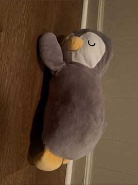 Plush Grey Penguin Small Pet Toy with Yellow Beak and Feet